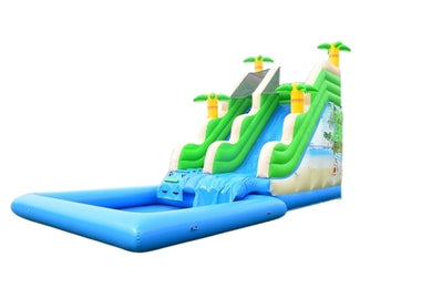 Vend château gonflable toboggan aquatique palmiers